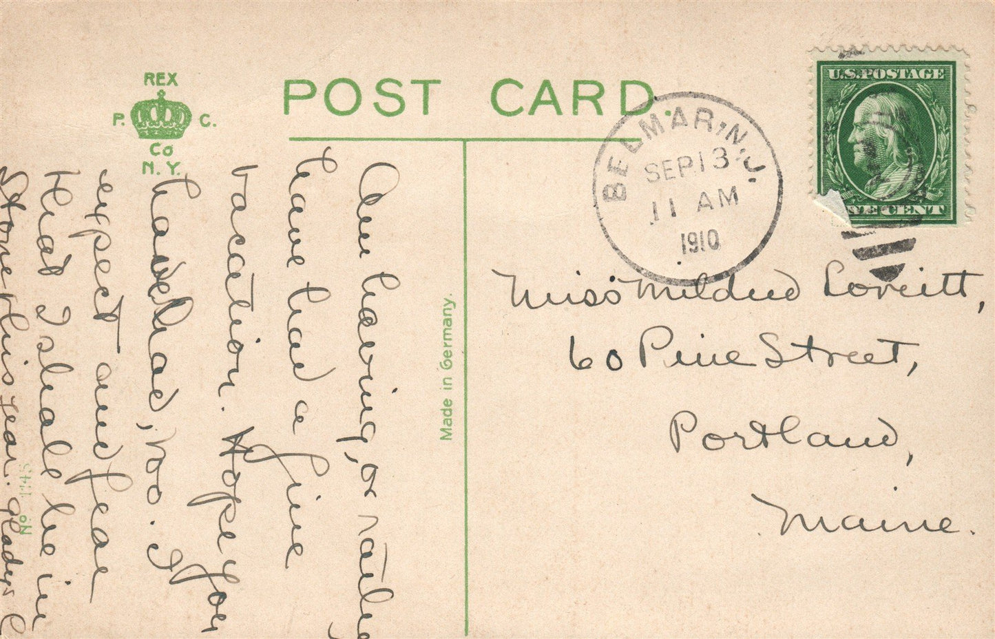 BELMAR NJ SANBORN'S PAVILLION ANTIQUE POSTCARD