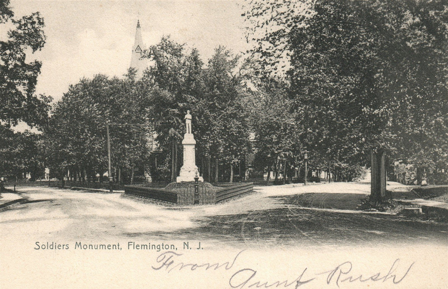FLEMINGTON NJ SOLDIERS MONUMENT ANTIQUE POSTCARD