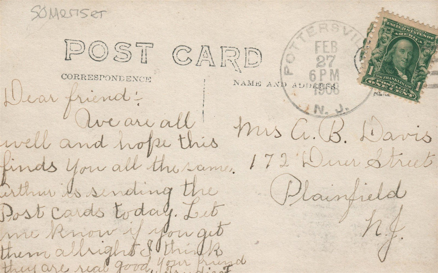 POTTERSVILLE NJ ANTIQUE REAL PHOTO POSTCARD RPPC