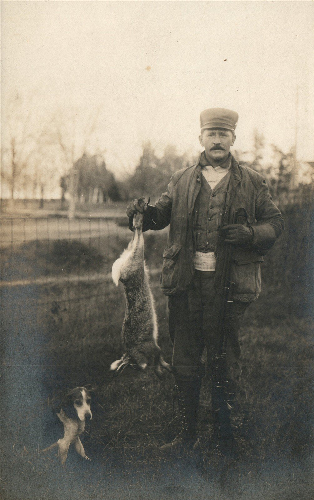 EAST MILLSTONE NJ HUNTER w/ DOG ANTIQUE REAL PHOTO POSTCARD RPPC