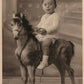 LITTLE BOY on TOY HORSE VINTAGE REAL PHOTO POSTCARD RPPC
