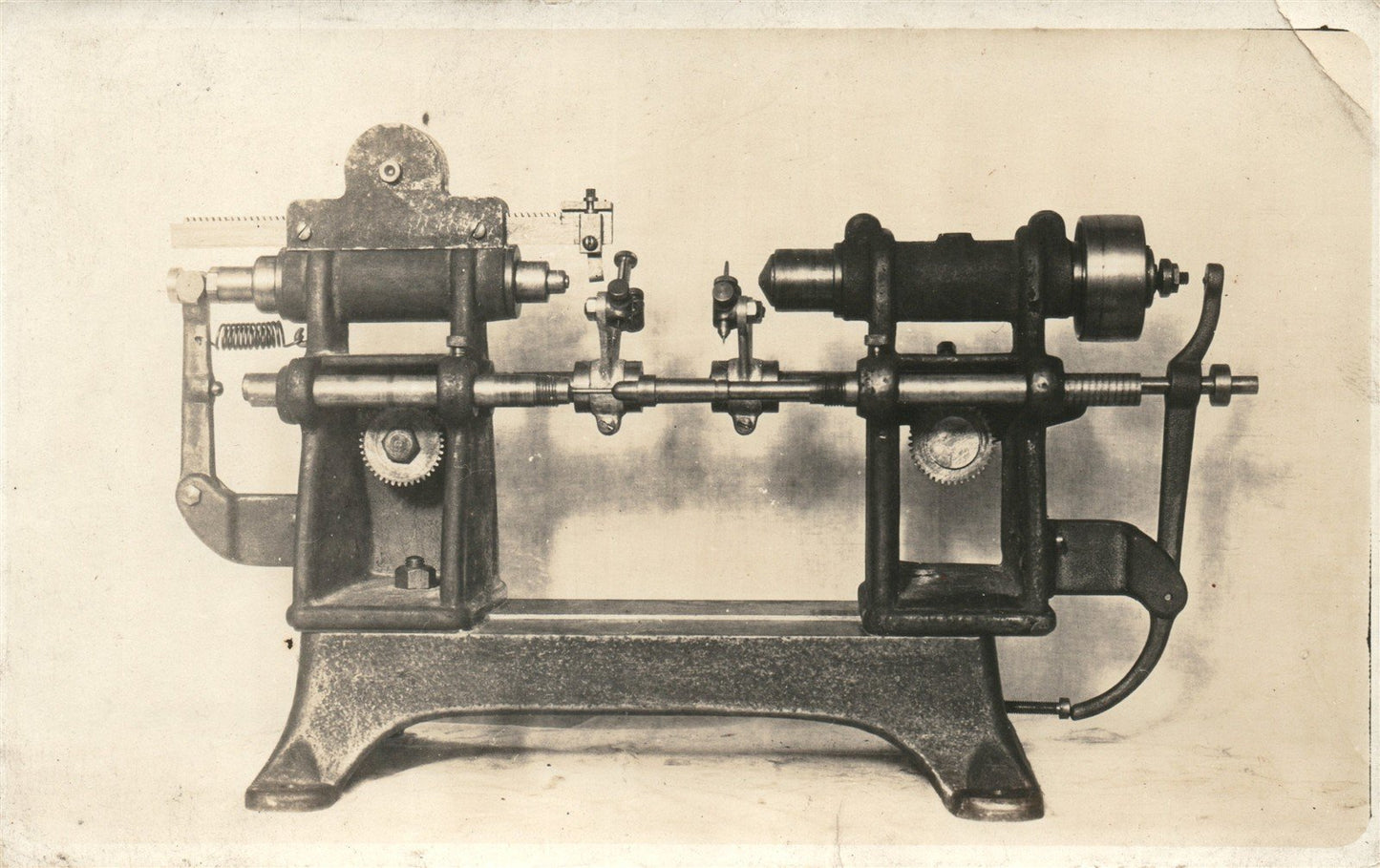 INDUSTRIAL SCREW-CUTTING LATHE MECHANISM ANTIQUE REAL PHOTO POSTCARD RPPC