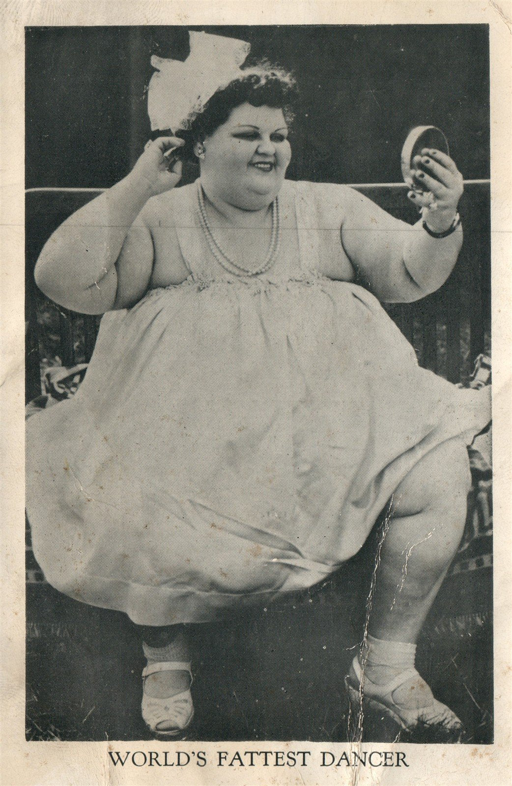 WORLD'S FATTEST DANCER ANTIQUE POSTCARD