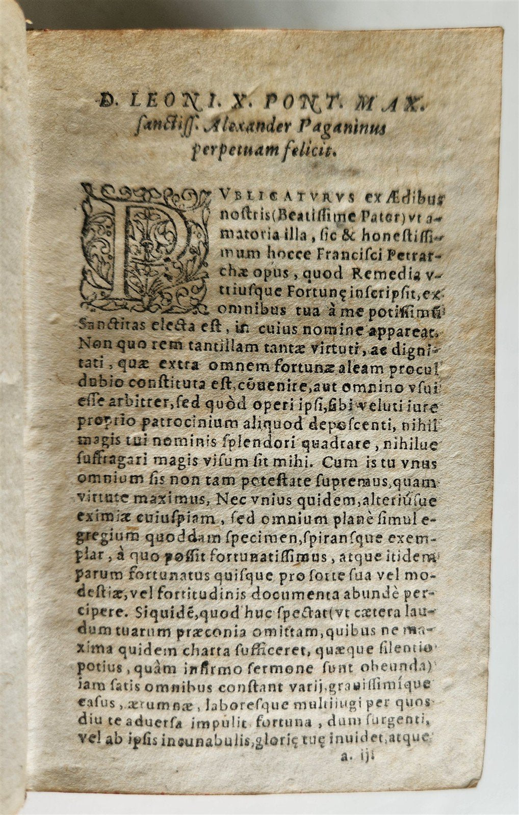 1595 PETRARCA philosophy on fortune & misfortune VELLUM BINDING 16th c. ANTIQUE