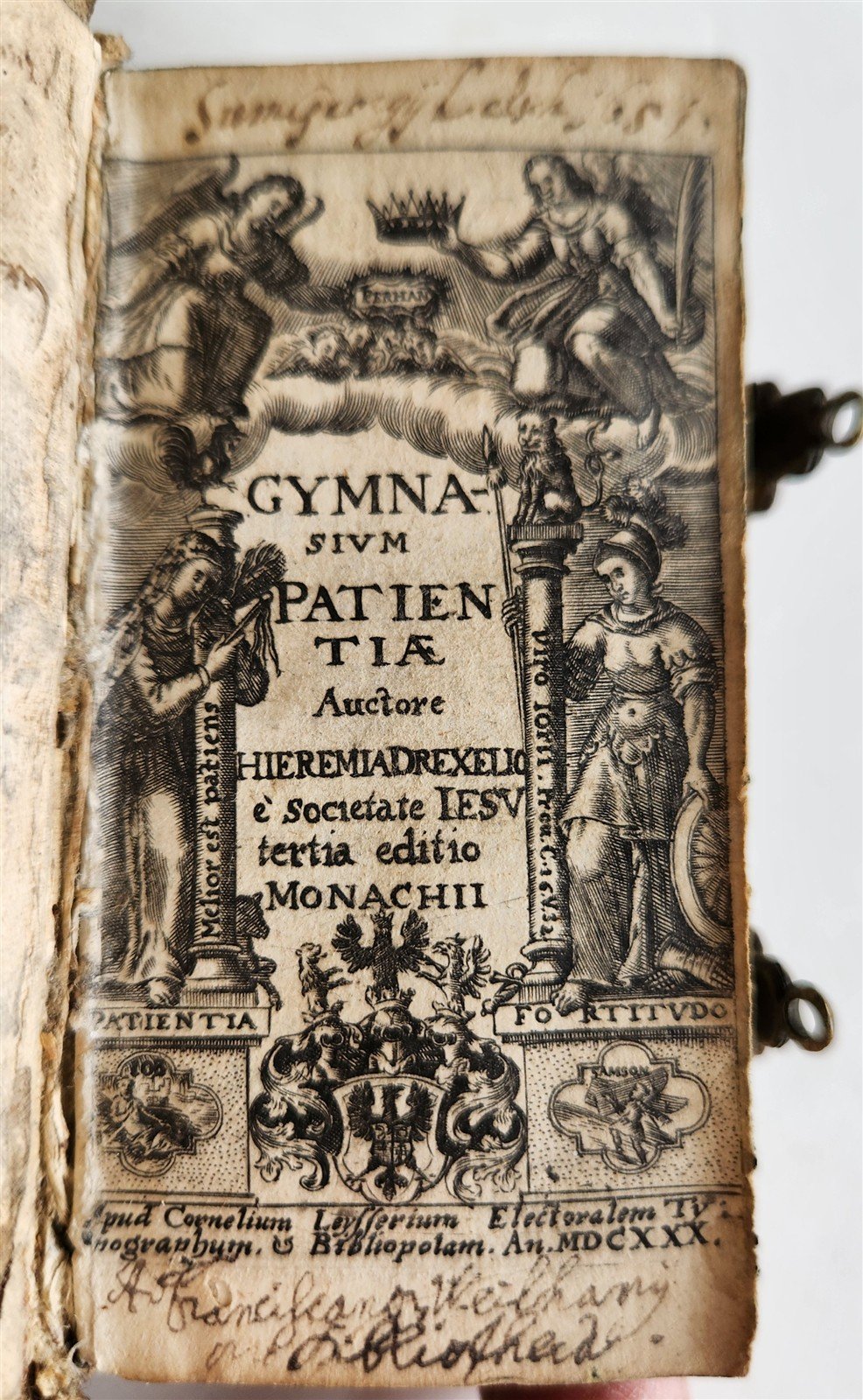 1630 Gymnasium patientiae by Jeremias Drexel ILLUSTRATED antique VELLUM BINDING