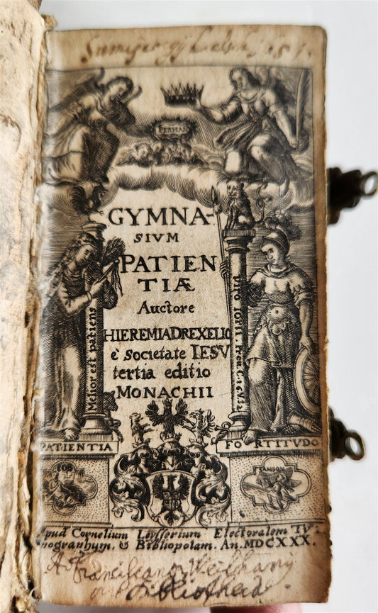 1630 Gymnasium patientiae by Jeremias Drexel ILLUSTRATED antique VELLUM BINDING