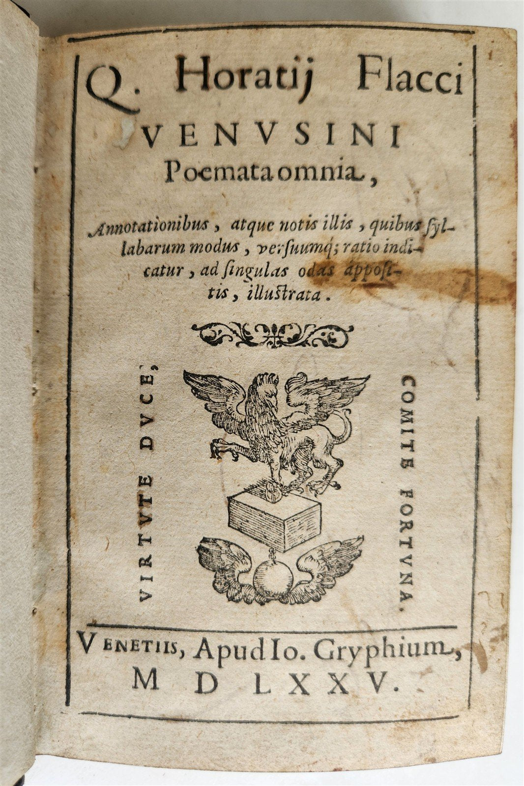 1575 POETRY by HORACE antique Gryphius Press 16th CENTURY rare