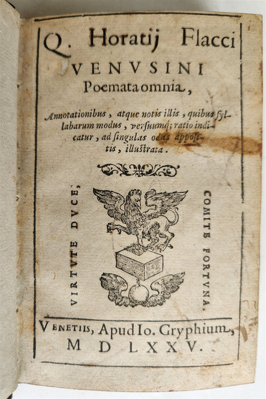 1575 POETRY by HORACE antique Gryphius Press 16th CENTURY rare