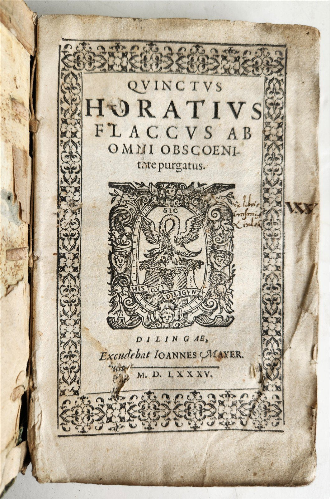 1585 POETRY by HORACE antique 16th CENTURY vellum binding