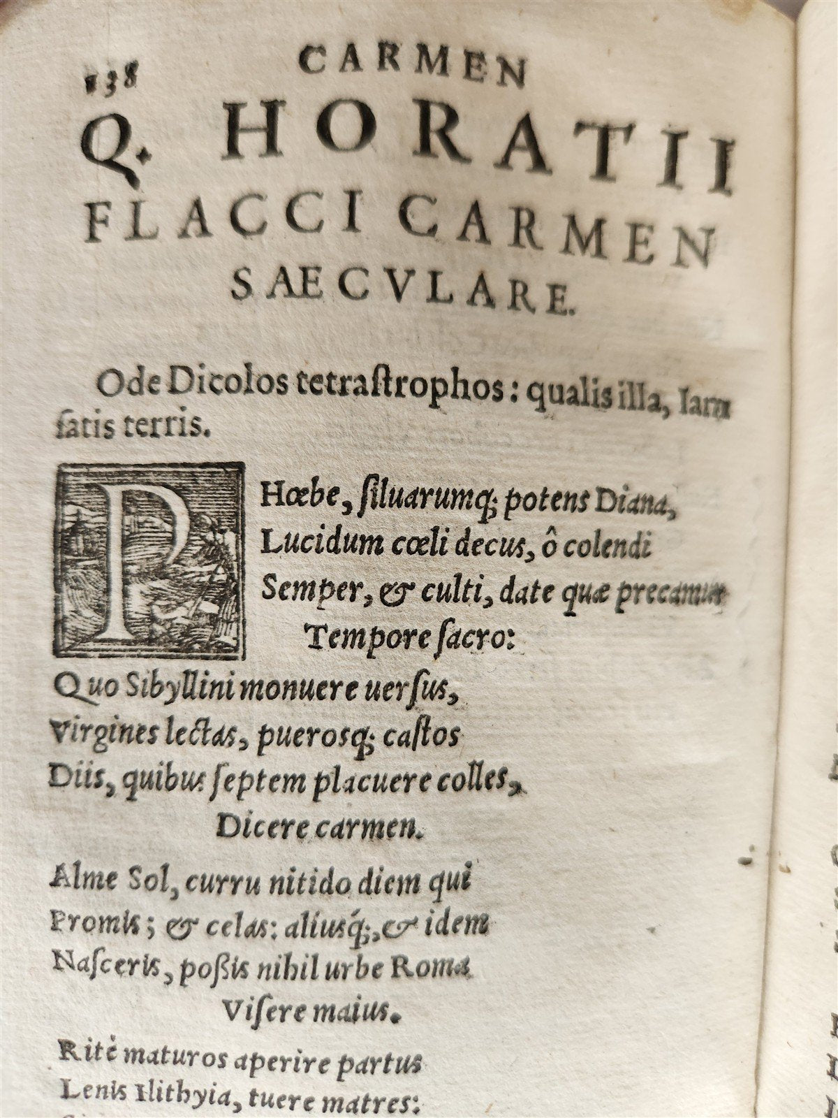 1585 POETRY by HORACE antique 16th CENTURY vellum binding