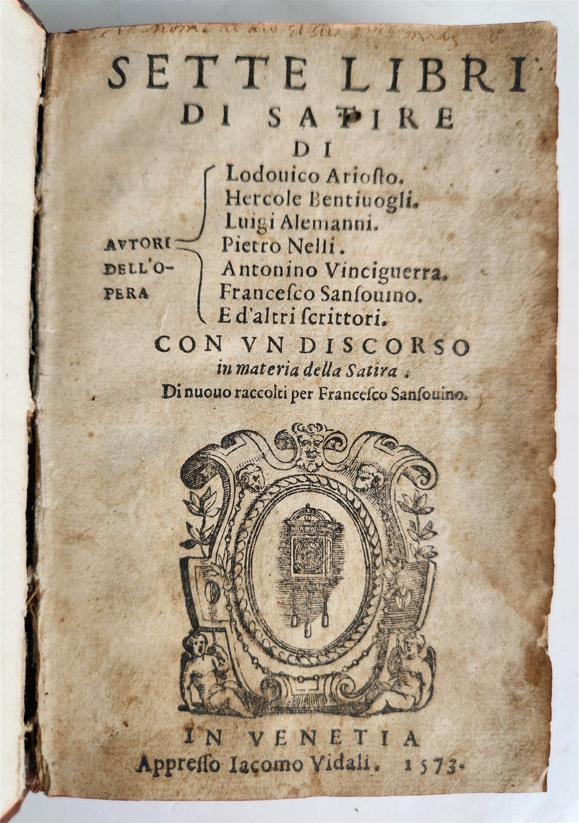 1573 LUDOVICO ARIOSTO POETRY Sette libri di satire ANTIQUE in ITALIAN 16th CENT.