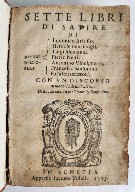 1573 LUDOVICO ARIOSTO POETRY Sette libri di satire ANTIQUE in ITALIAN 16th CENT.