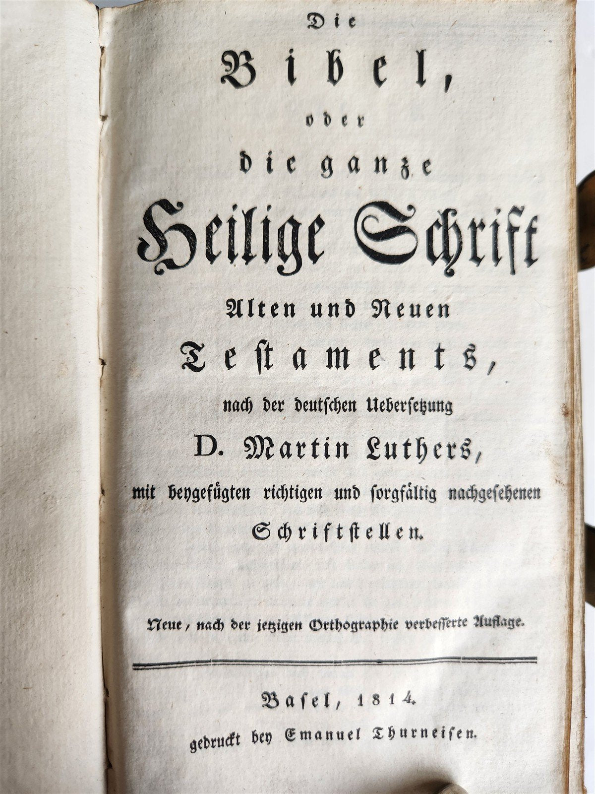 1814 BIBLE in GERMAN Old and New Testament ANTIQUE w/ metal clasps