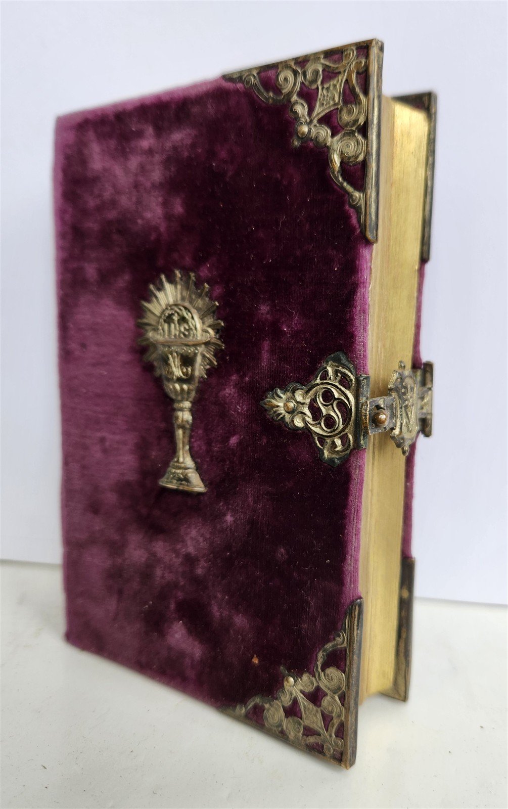 1880s PRAYER BOOK w/ VELVET BINDING in German ANTIQUE