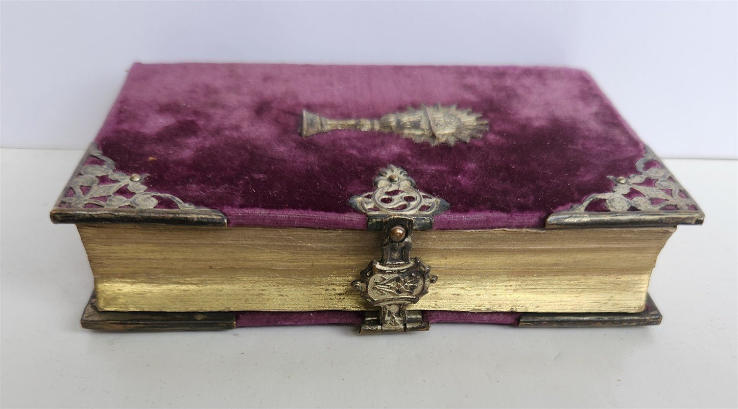 1880s PRAYER BOOK w/ VELVET BINDING in German ANTIQUE