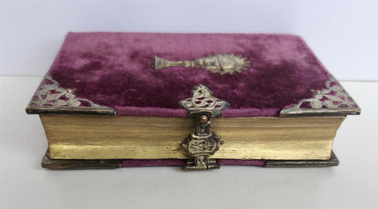 1880s PRAYER BOOK w/ VELVET BINDING in German ANTIQUE