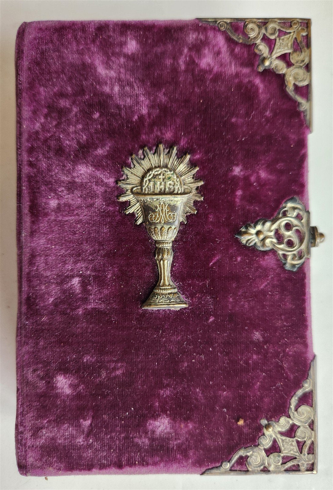 1880s PRAYER BOOK w/ VELVET BINDING in German ANTIQUE