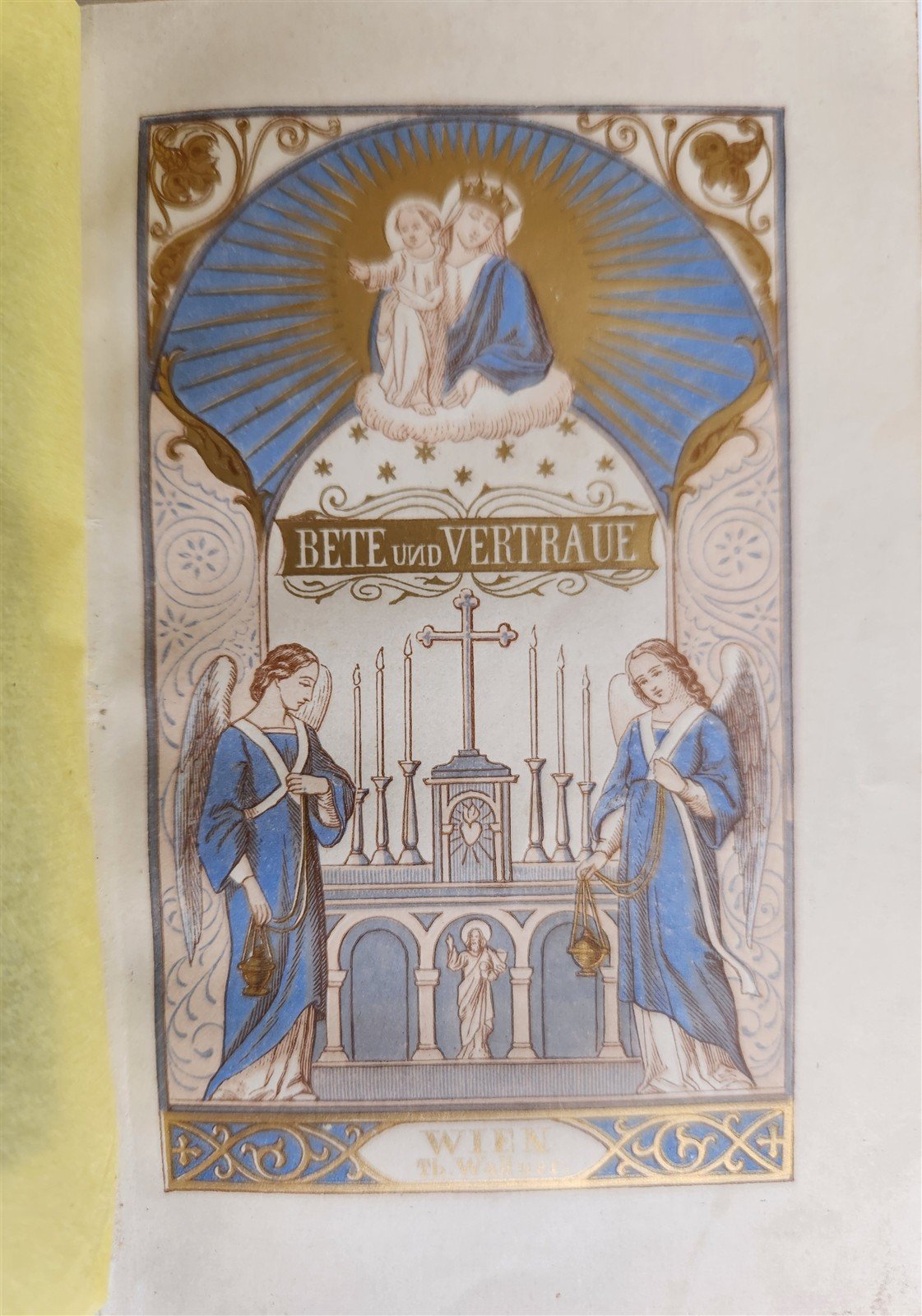 1880s PRAYER BOOK w/ VELVET BINDING in German ANTIQUE