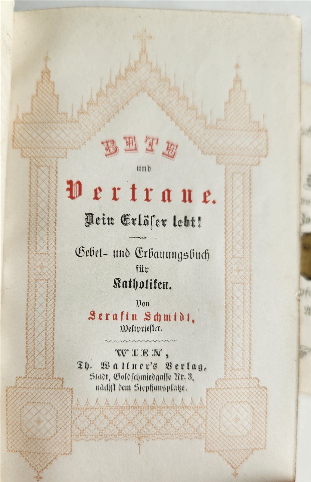 1880s PRAYER BOOK w/ VELVET BINDING in German ANTIQUE