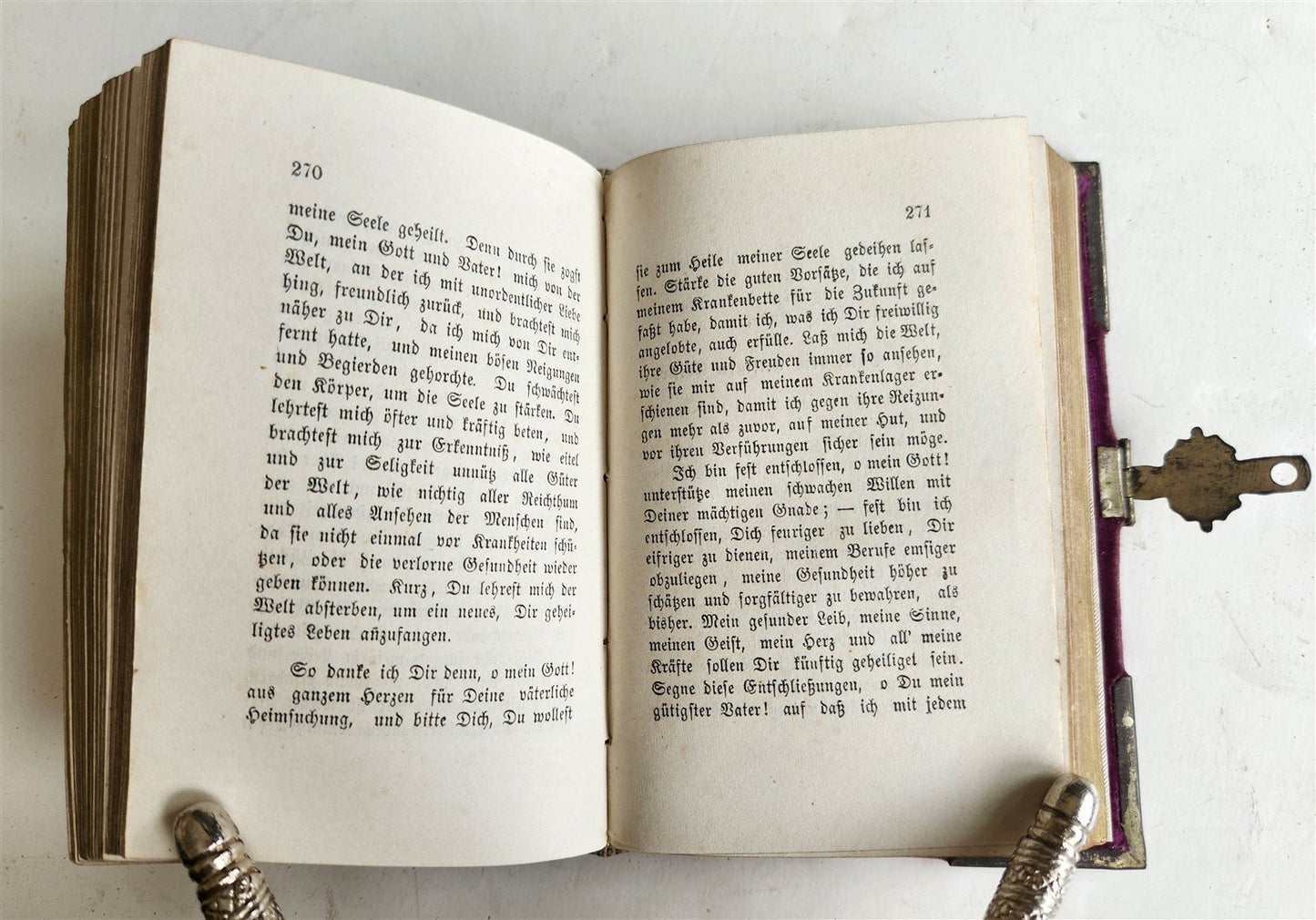 1880s PRAYER BOOK w/ VELVET BINDING in German ANTIQUE