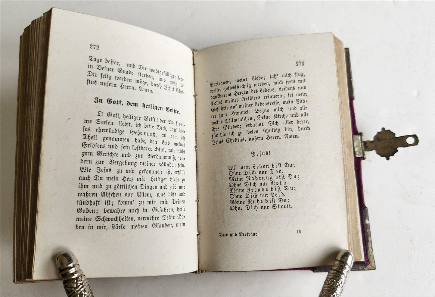 1880s PRAYER BOOK w/ VELVET BINDING in German ANTIQUE