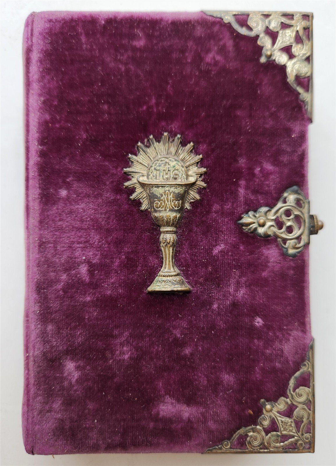 1880s PRAYER BOOK w/ VELVET BINDING in German ANTIQUE