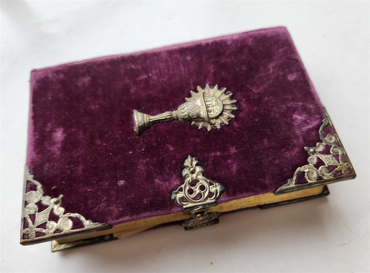 1880s PRAYER BOOK w/ VELVET BINDING in German ANTIQUE