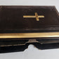 1886 RELIGIOUS BOOK in German ANTIQUE leather binding w/ metal cross STETTIN