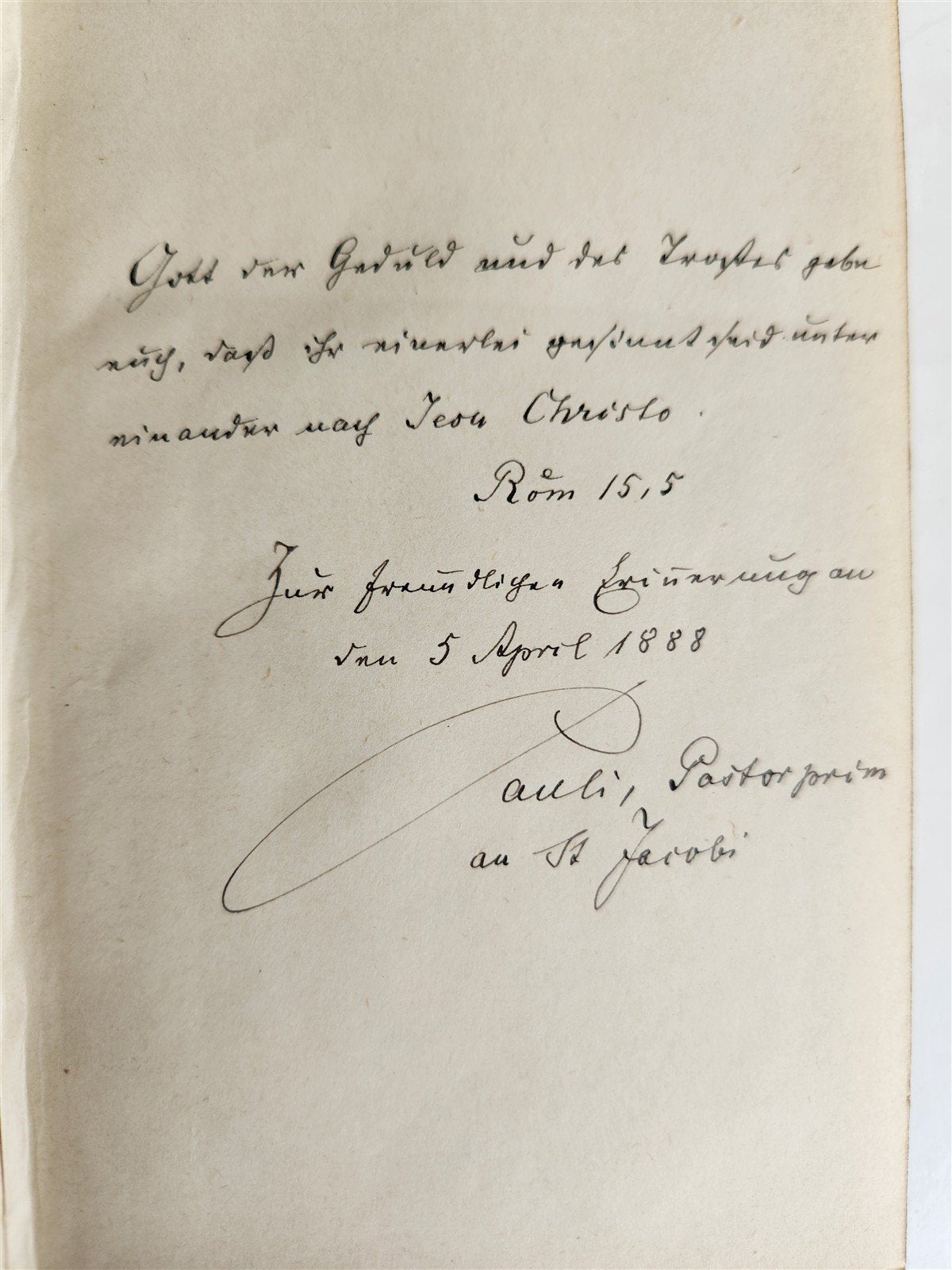 1886 RELIGIOUS BOOK in German ANTIQUE leather binding w/ metal cross STETTIN