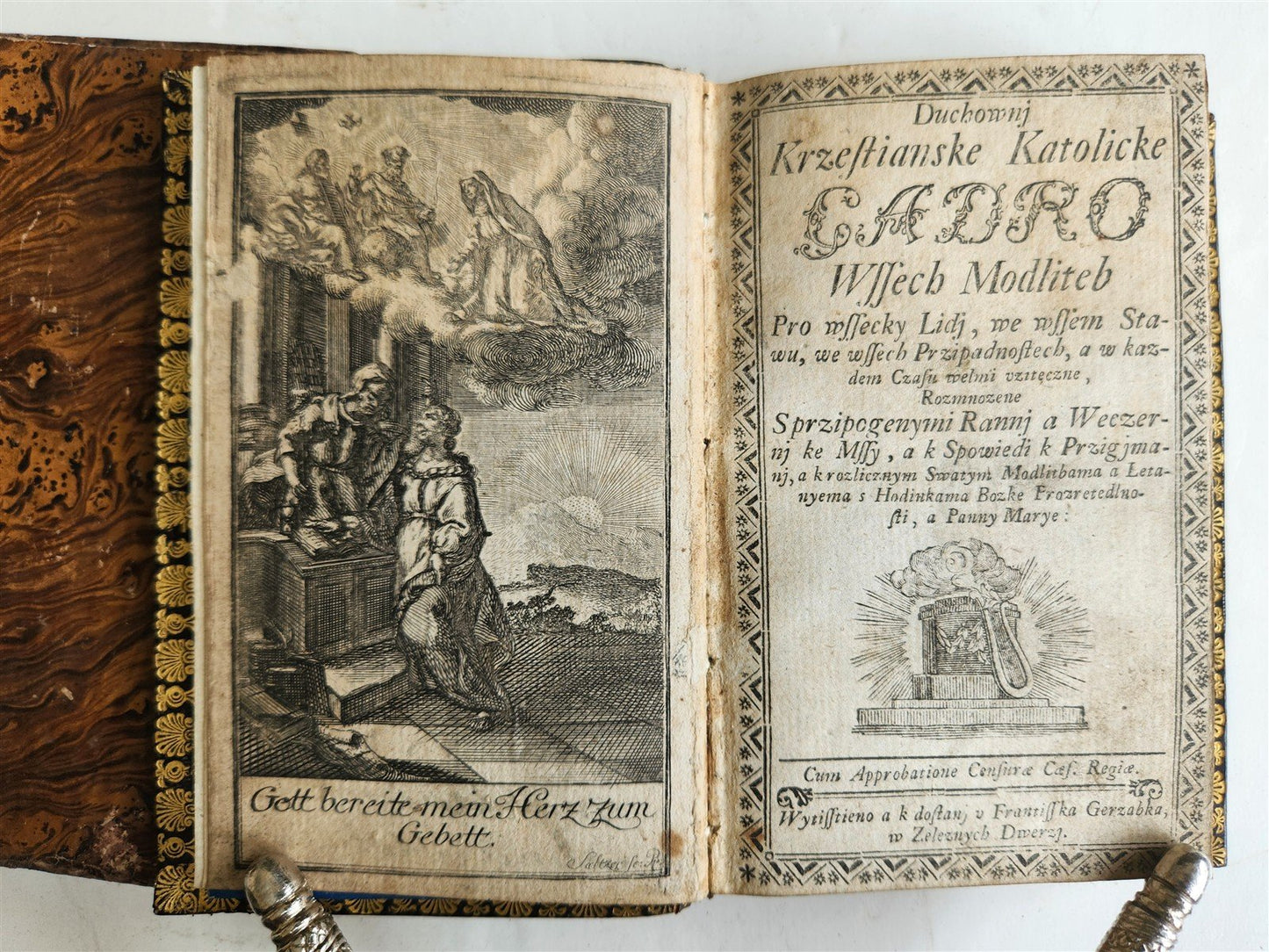 1800s CZECH PRAYER BOOK decorative binding w/ slipcase ANTIQUE