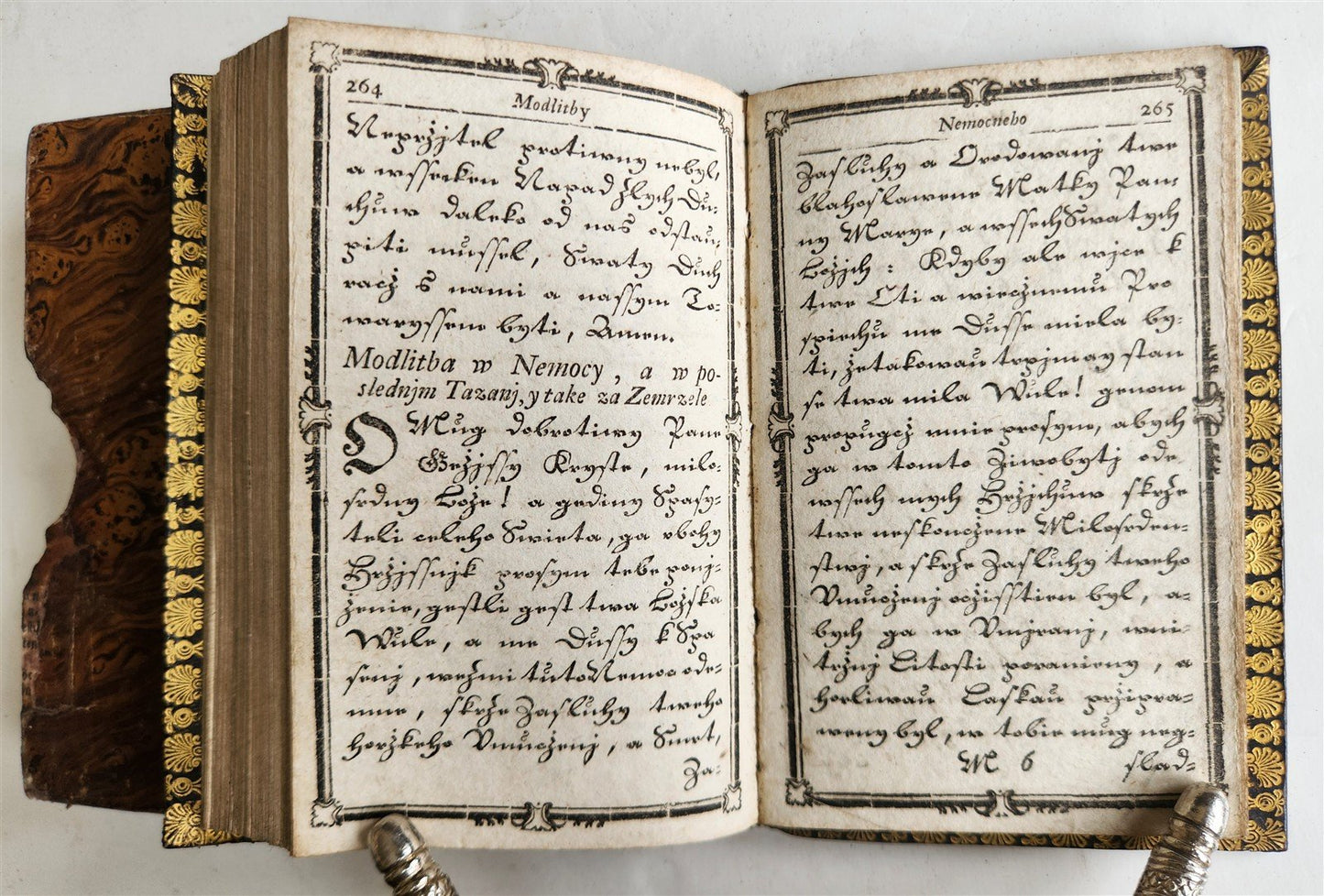 1800s CZECH PRAYER BOOK decorative binding w/ slipcase ANTIQUE