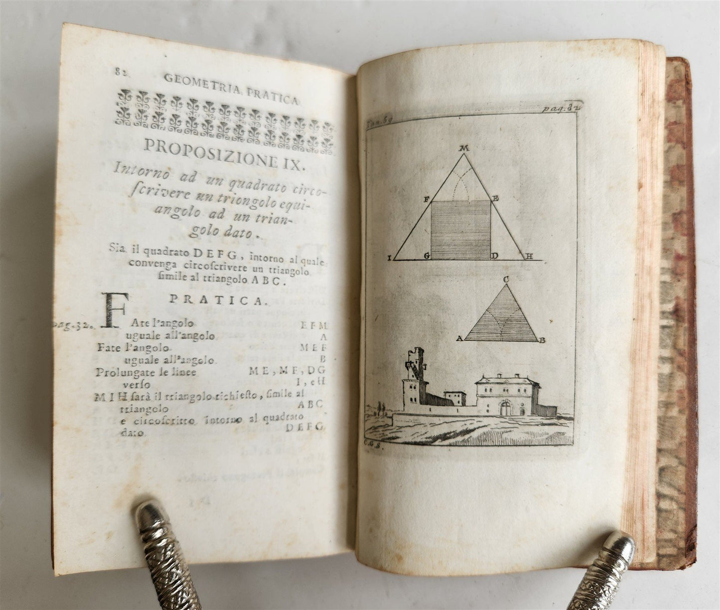 1761 GEOMETRY ILLUSTRATED Pratica di Geometria by Sebastien Leclerc ANTIQUE