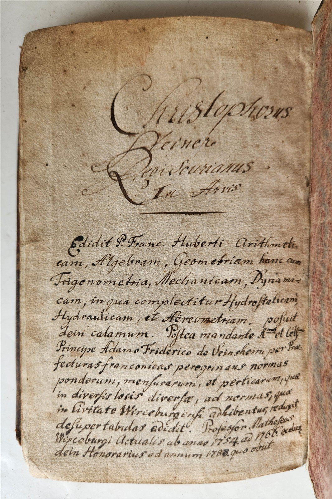 1754 GEOMETRY ILLUSTRATED Francisco Huberti ANTIQUE Institutionum Mathematicarum
