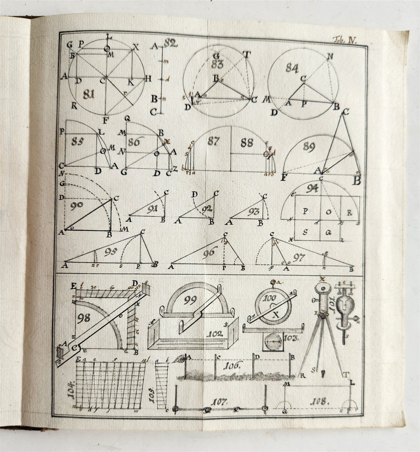 1754 GEOMETRY ILLUSTRATED Francisco Huberti ANTIQUE Institutionum Mathematicarum