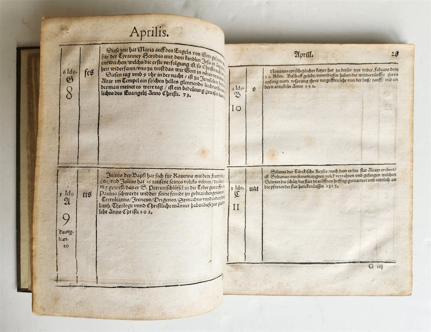 1554 HISTORICAL CALENDAR by CASPAR GOLDWURM Calendarium Historicum ANTIQUE