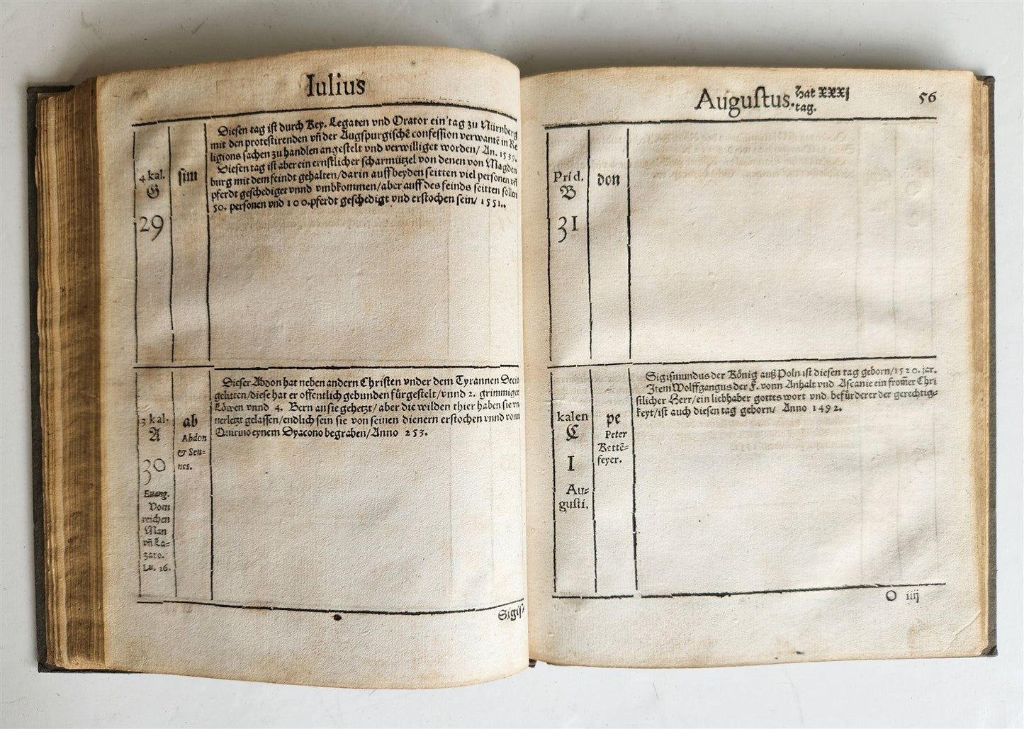 1554 HISTORICAL CALENDAR by CASPAR GOLDWURM Calendarium Historicum ANTIQUE