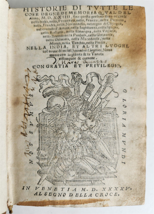 1545 History of events in Italy France Spain Germany & India ANTIQUE 16th cent.