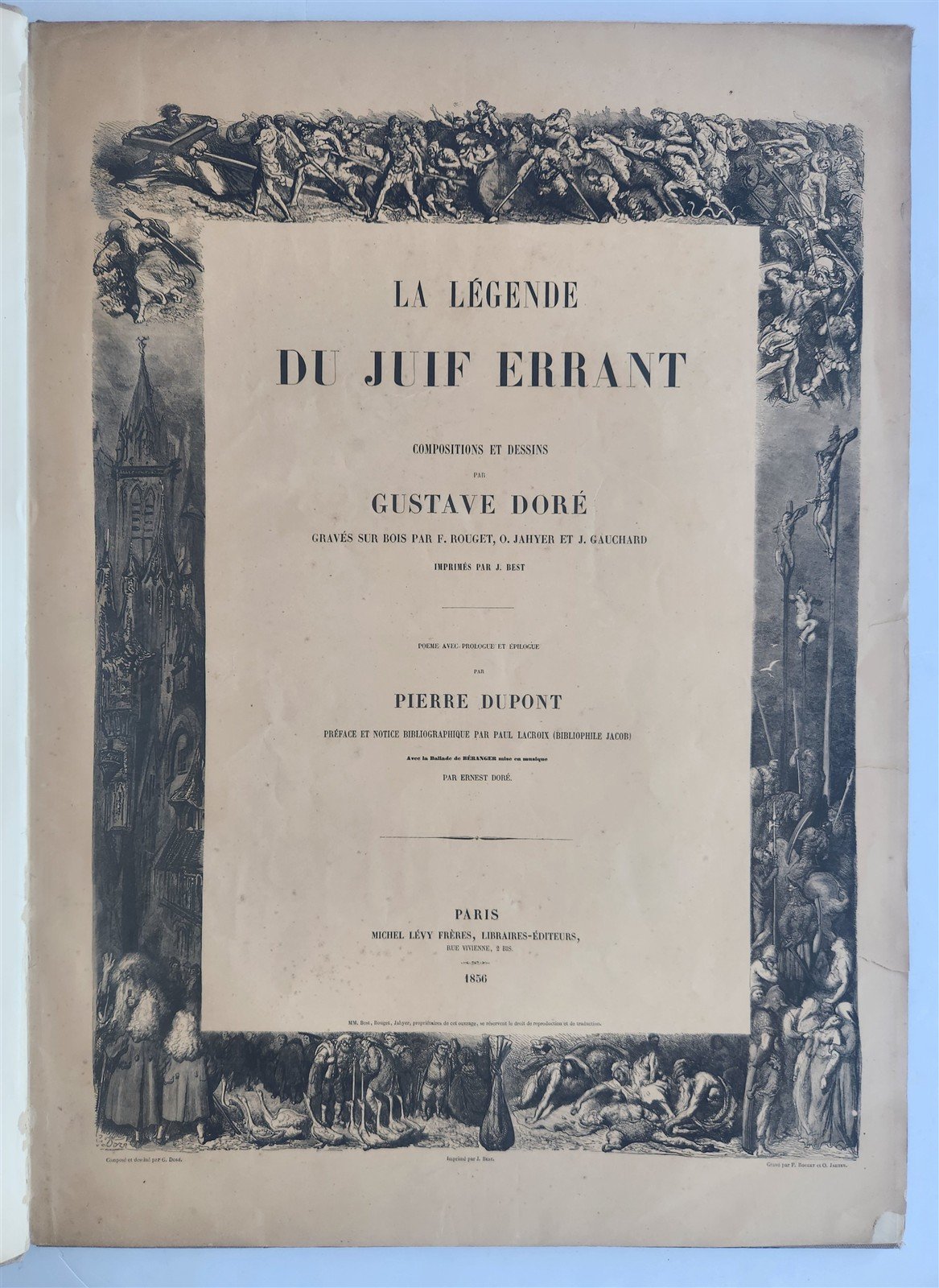 1856 Legend of Wandering Jew ILLUSTRATED by GUSTAVE DORE ANTIQUE LARGE FOLIO