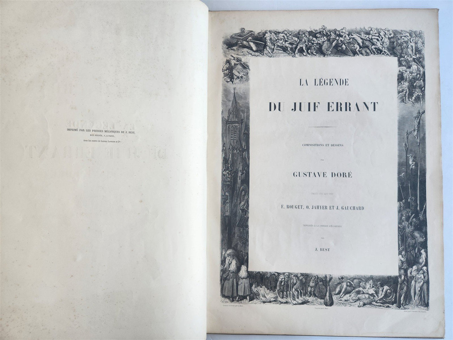 1856 Legend of Wandering Jew ILLUSTRATED by GUSTAVE DORE ANTIQUE LARGE FOLIO