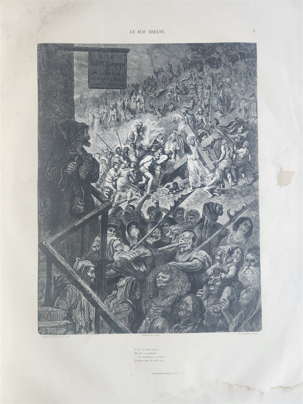 1856 Legend of Wandering Jew ILLUSTRATED by GUSTAVE DORE ANTIQUE LARGE FOLIO