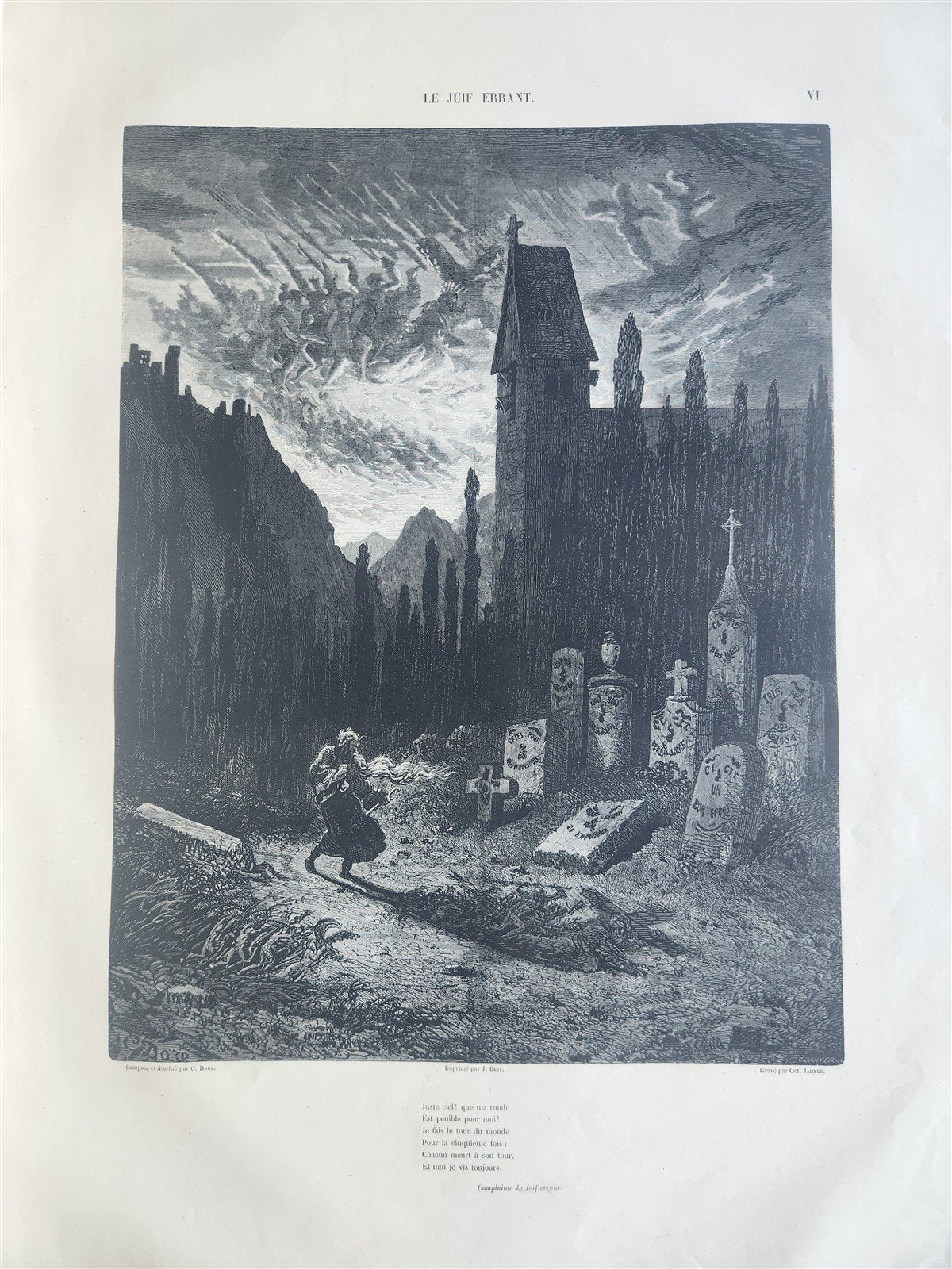 1856 Legend of Wandering Jew ILLUSTRATED by GUSTAVE DORE ANTIQUE LARGE FOLIO