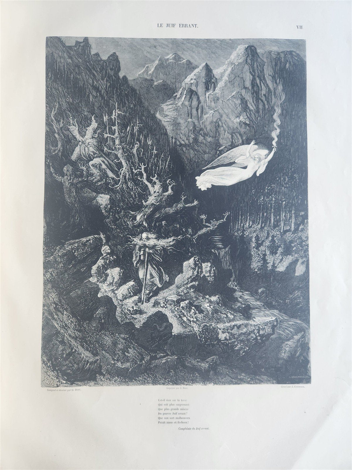 1856 Legend of Wandering Jew ILLUSTRATED by GUSTAVE DORE ANTIQUE LARGE FOLIO