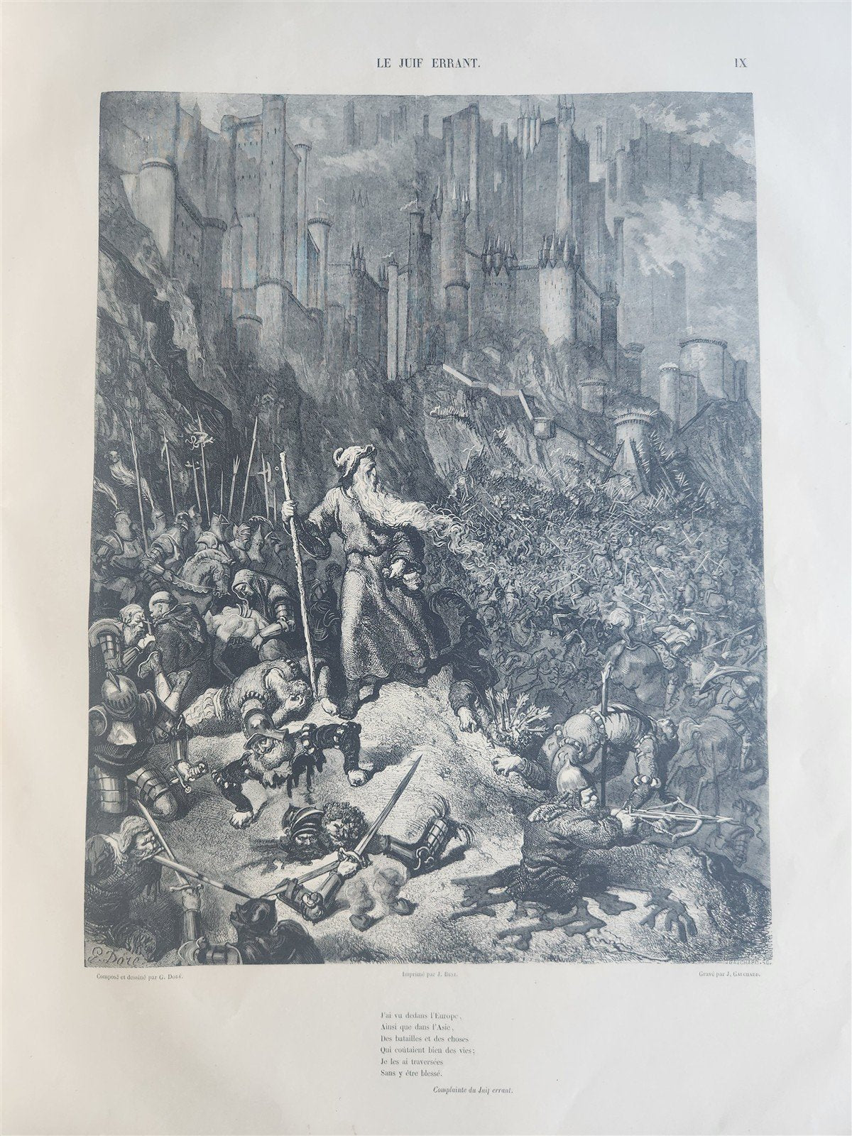 1856 Legend of Wandering Jew ILLUSTRATED by GUSTAVE DORE ANTIQUE LARGE FOLIO