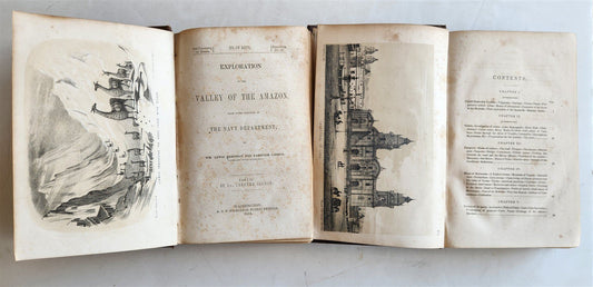 1854 Exploration of Amazon Valley by Lieut Herndon ANTIQUE 2 volumes ILLUSTRATED
