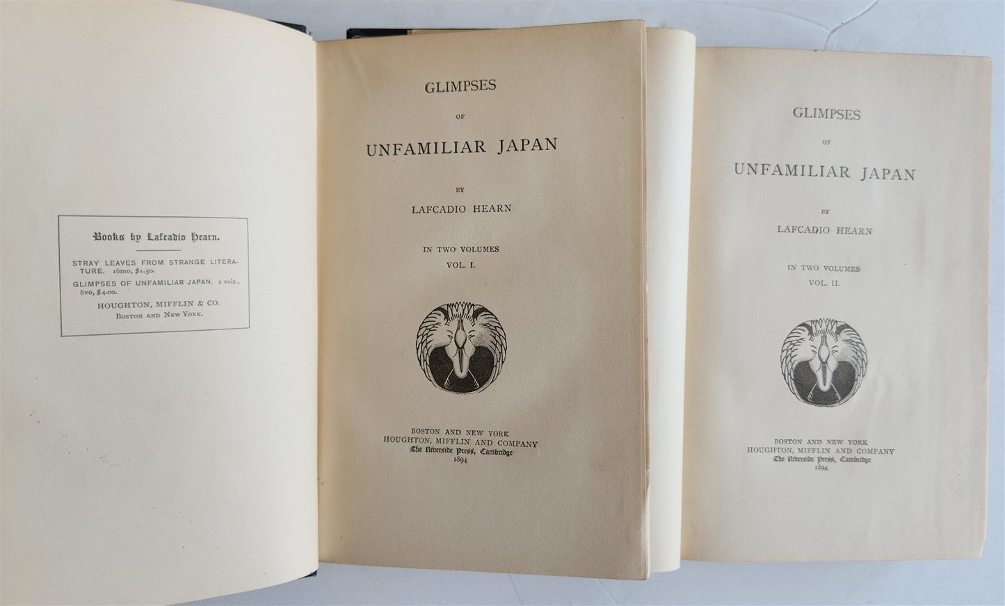 1894 Glimpses of Unfamiliar Japan by Lafcadio Hearn ANTIQUE 2 vols ILLUSTRATED