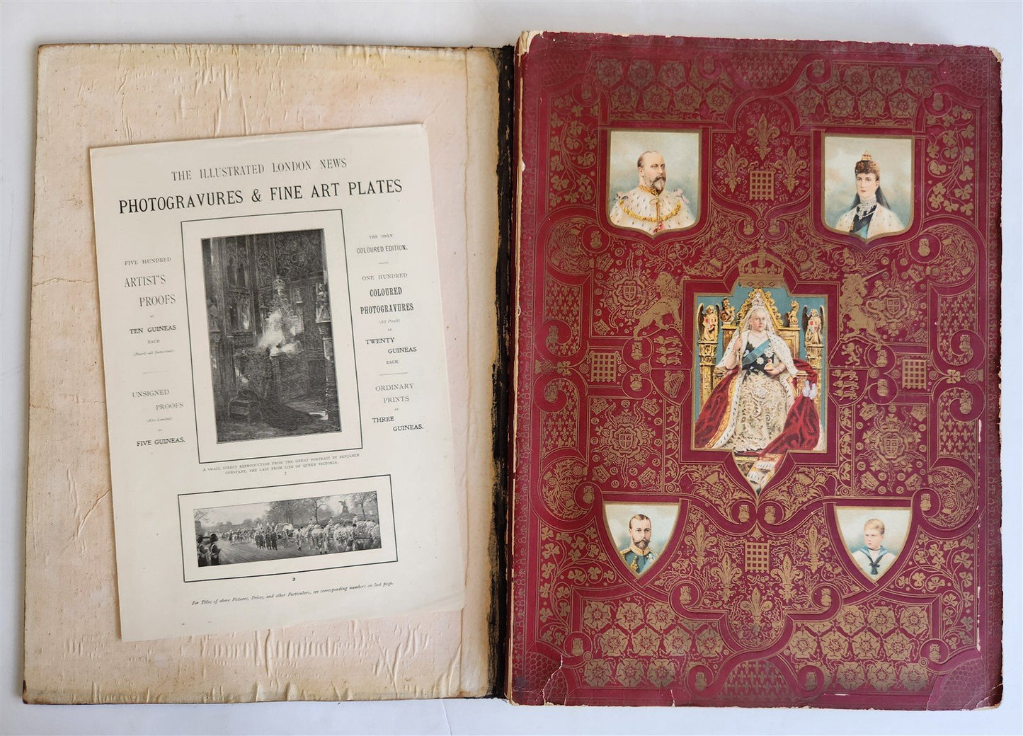 1901 Illustrated London News Record of Queen Victoria Reign antique WOOD BINDING