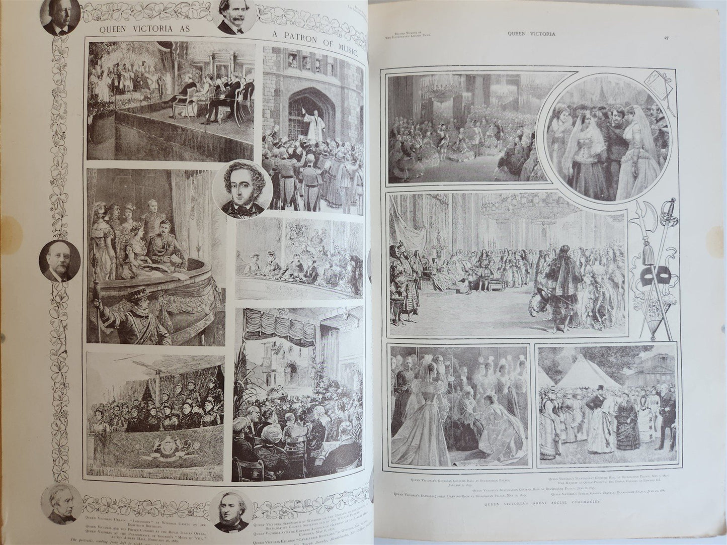 1901 Illustrated London News Record of Queen Victoria Reign antique WOOD BINDING