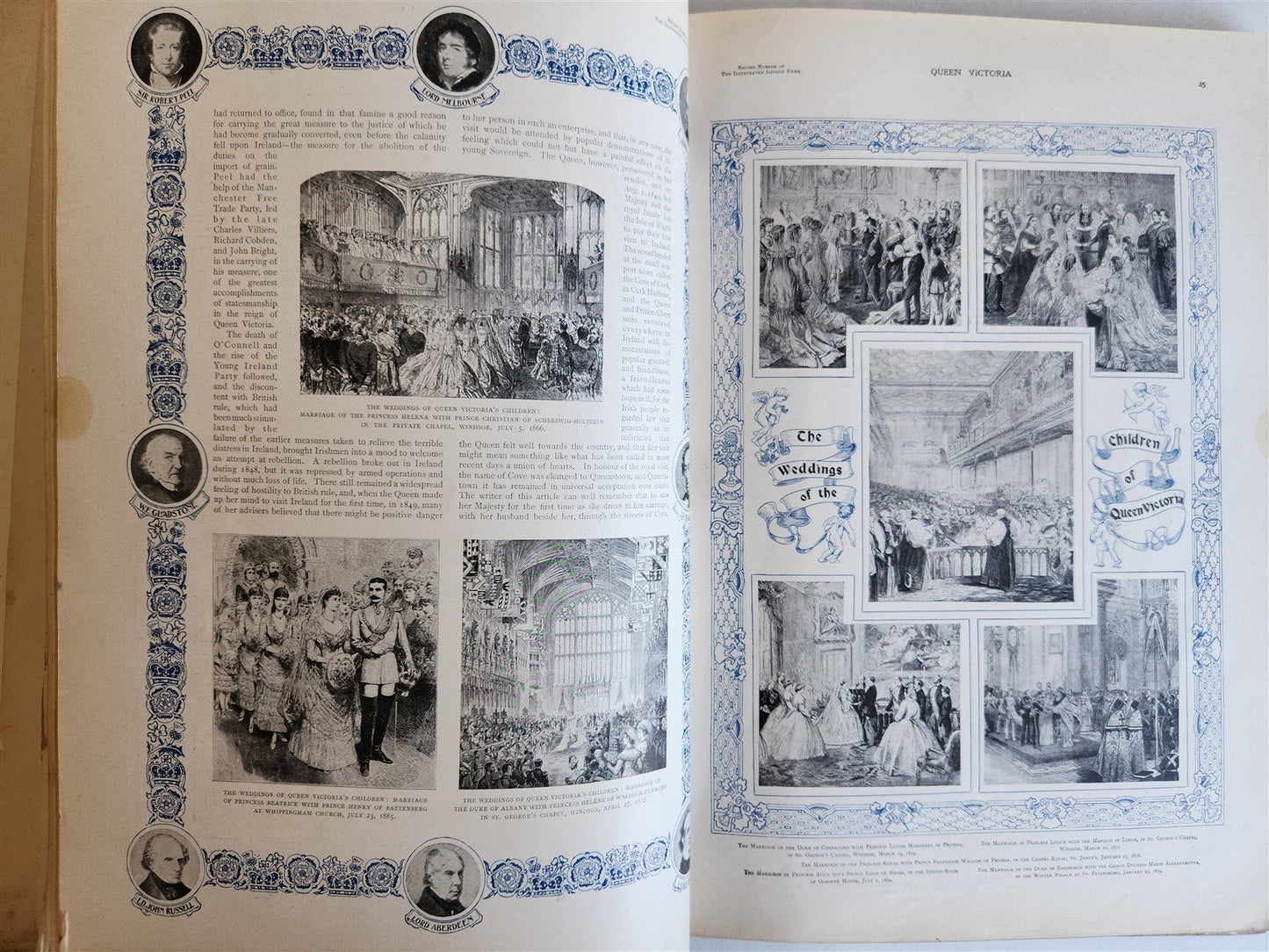 1901 Illustrated London News Record of Queen Victoria Reign antique WOOD BINDING