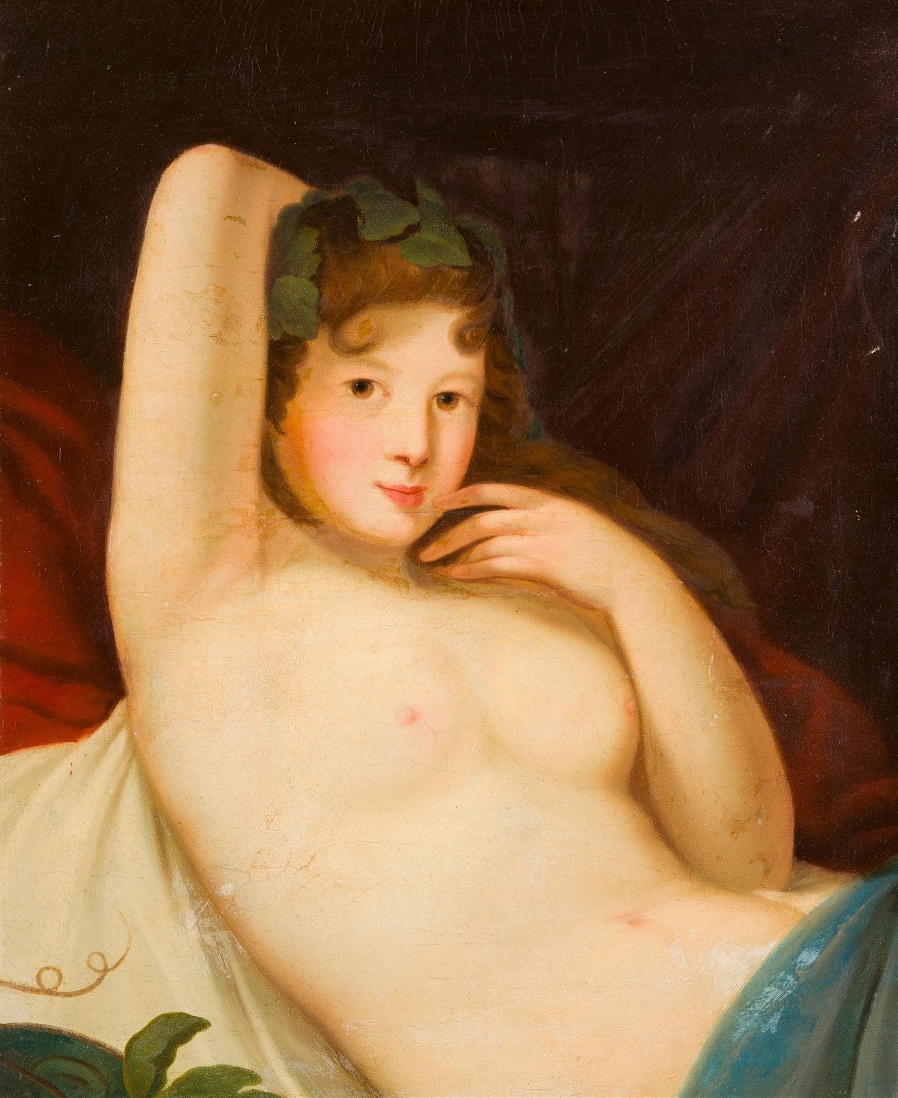 18th CENTURY OIL on CANVAS PAINTING VENUS OF URBINO ? antique FRAMED