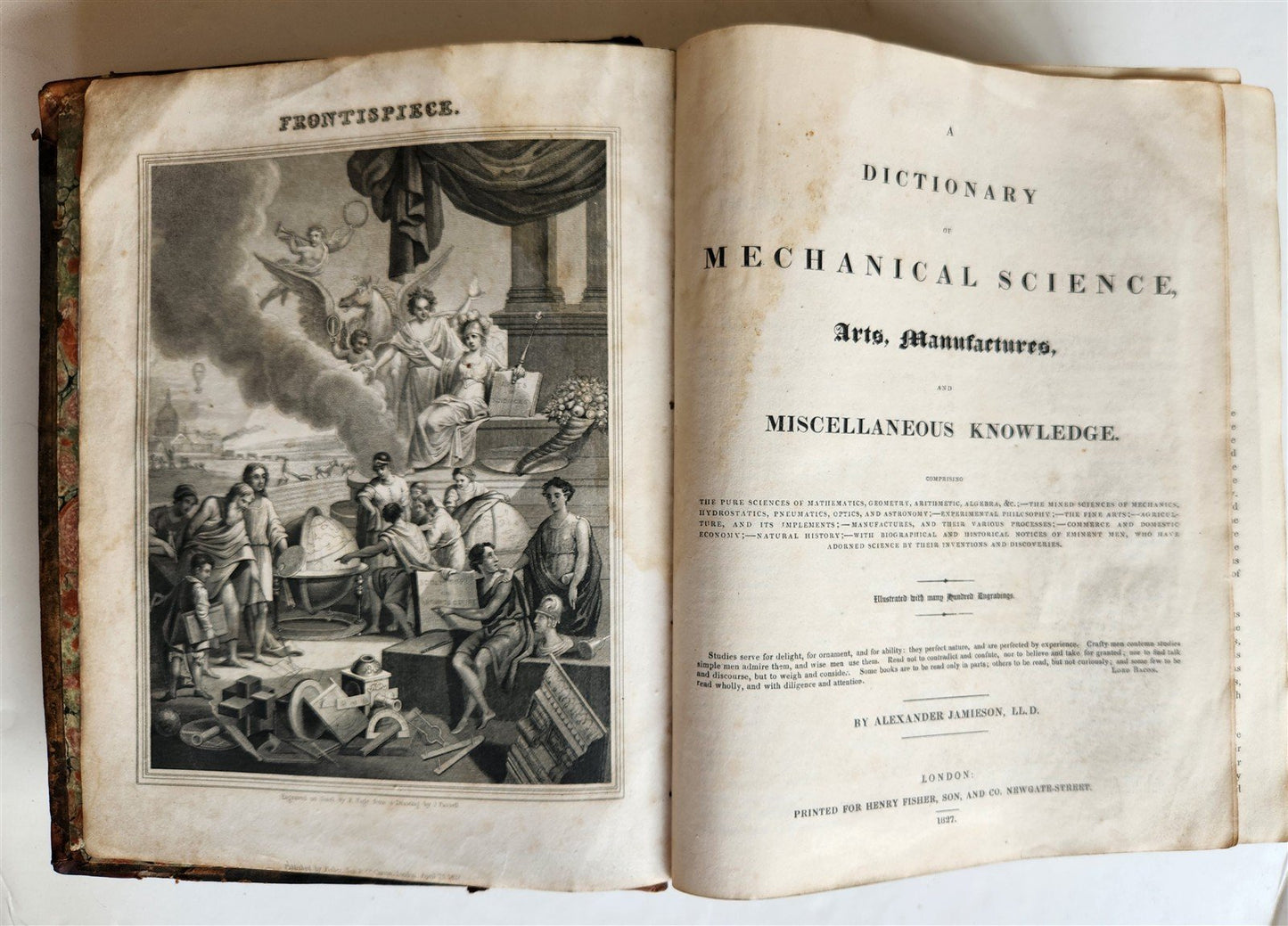 1827 DICTIONARY of MECHANICAL SCIENCE ART MANUFACTURES illustrated ANTIQUE